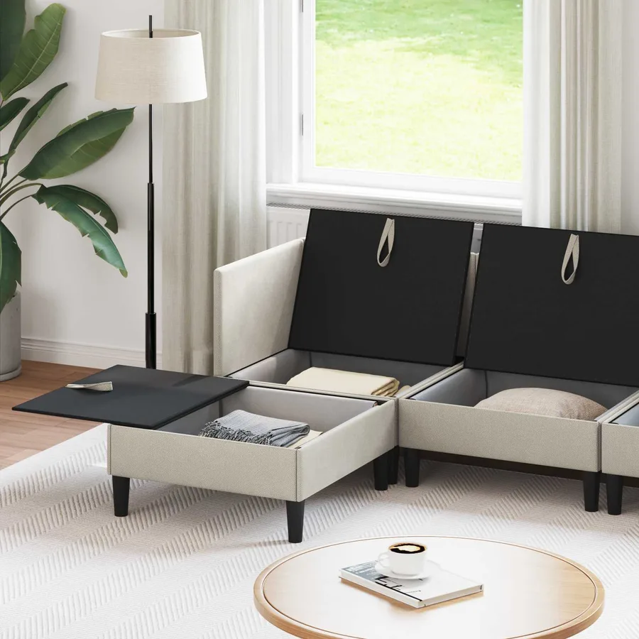 Ensemble de meubles pour le salon 6 pcs Avoine Tissu - 3