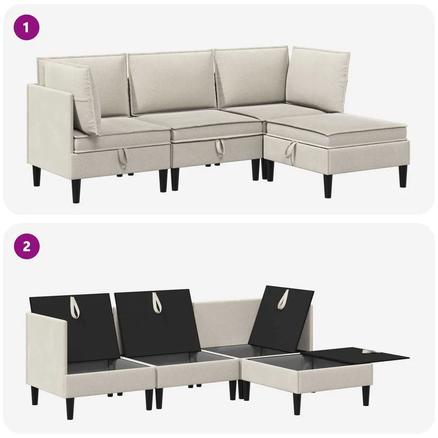 Ensemble de meubles pour le salon 4 pcs Avoine Tissu - 10