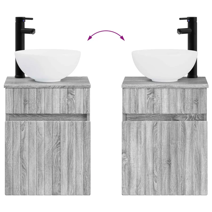 Meuble de lavabo mural Sonoma gris 39 x 41 x 64,5 cm - 7