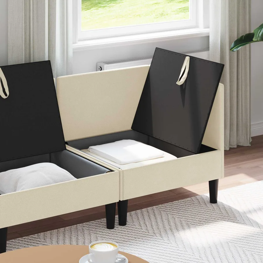 Ensemble de meubles pour le salon 4 pcs Crème Tissu - 3