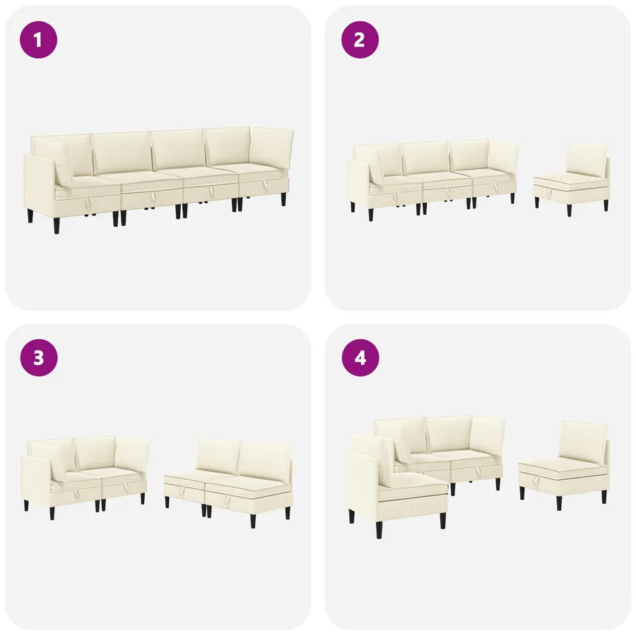 Ensemble de meubles pour le salon 4 pcs Crème Tissu - 8