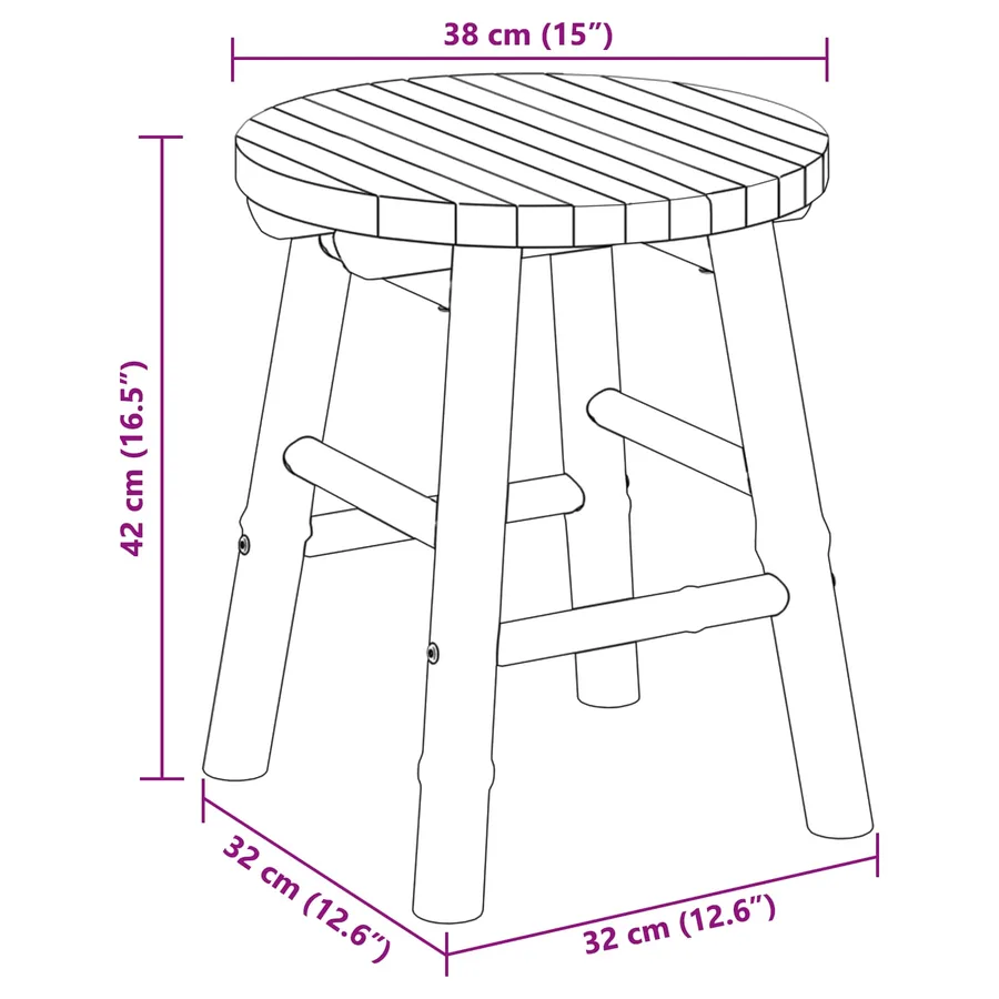 Tabouret de Jardin Naturel Ø 38 x 42 cm Bambou - 8