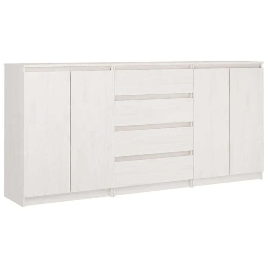 Armoires latérales 3 pcs blanc Bois de pin massif - 2