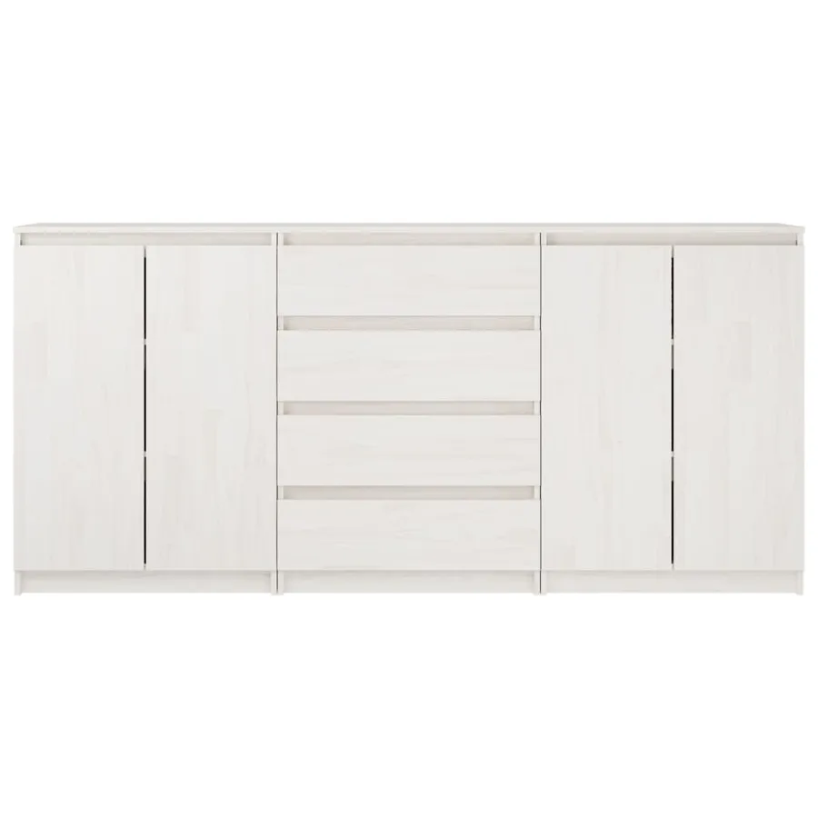 Armoires latérales 3 pcs blanc Bois de pin massif - 4