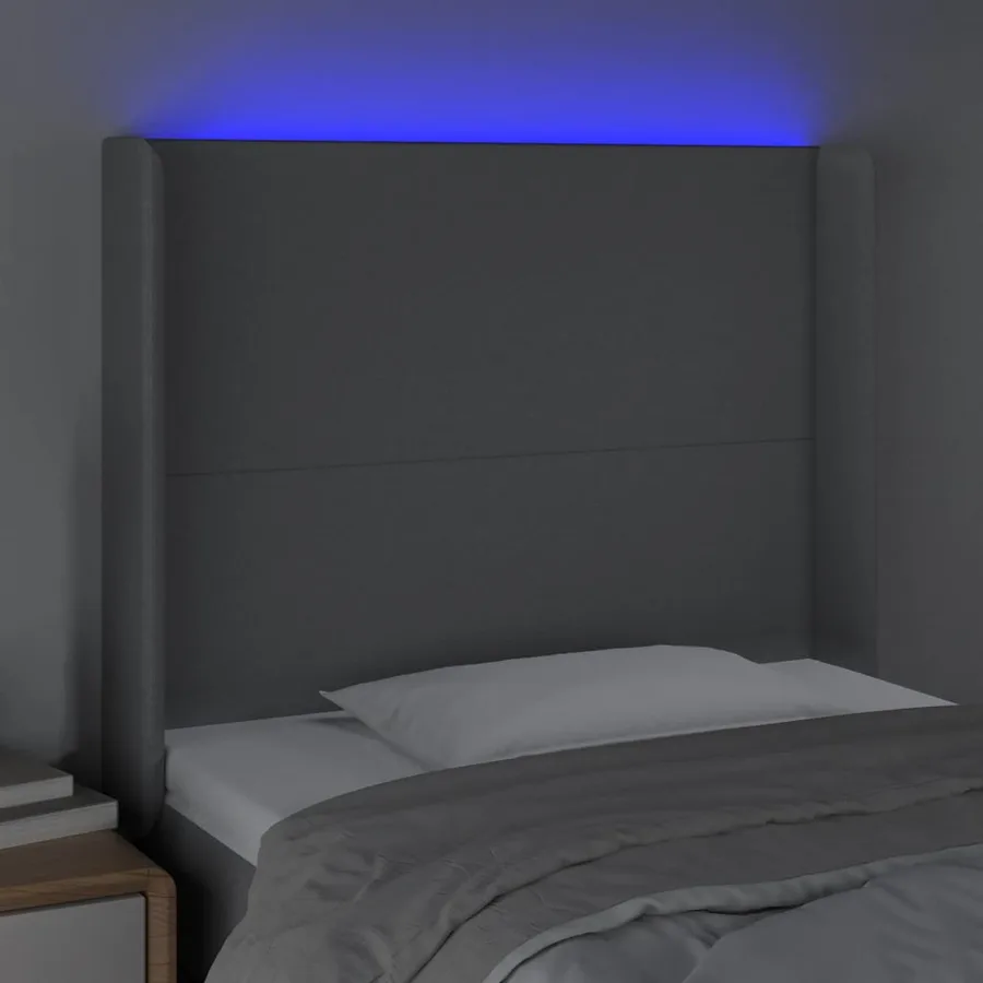 Tête de lit à LED Gris clair 103x16x118/128 cm Tissu - 3