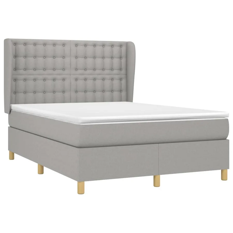 Sommier à lattes de lit avec matelas Gris clair 140x200cm Tissu - 3