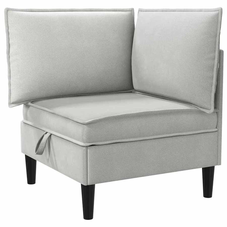 Ensemble de meubles pour le salon 5 pcs Gris clair Tissu - 4