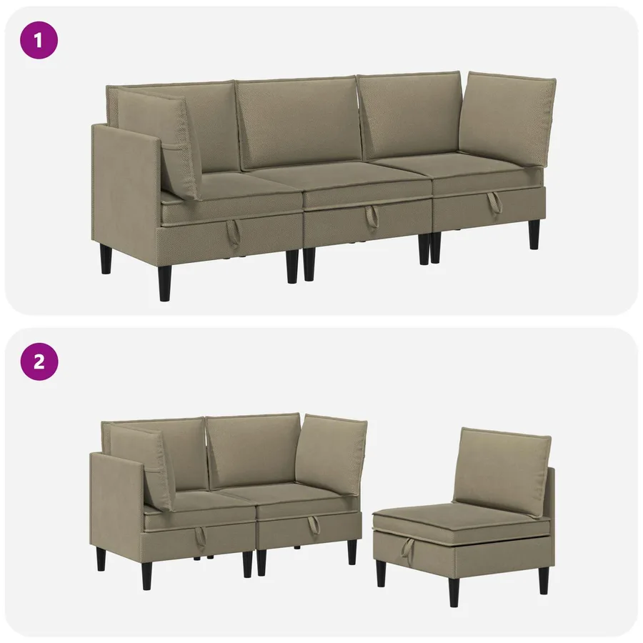 Ensemble de meubles pour le salon 3 pcs Kaki Tissu - 10