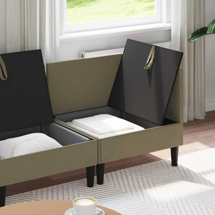 Ensemble de meubles pour le salon 3 pcs Kaki Tissu - 3