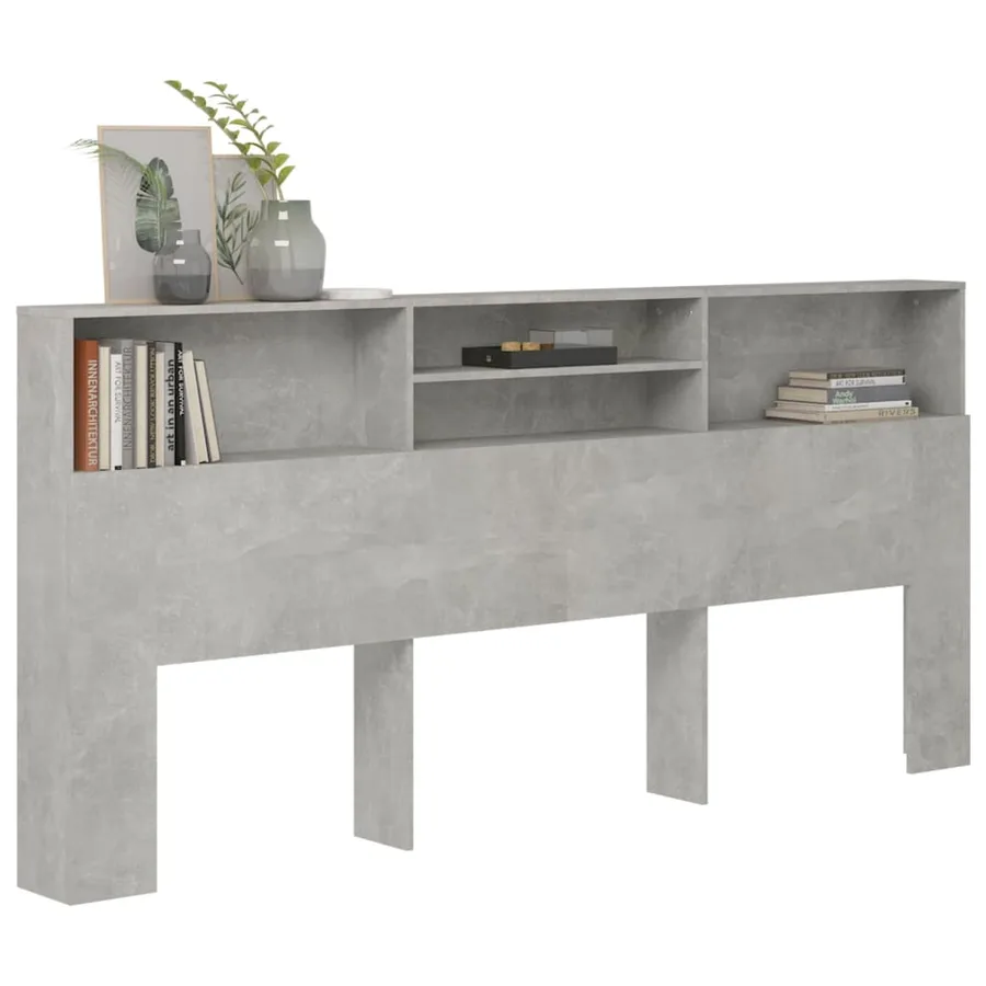 Armoire de tête de lit Gris béton 220x19x103,5 cm - 6