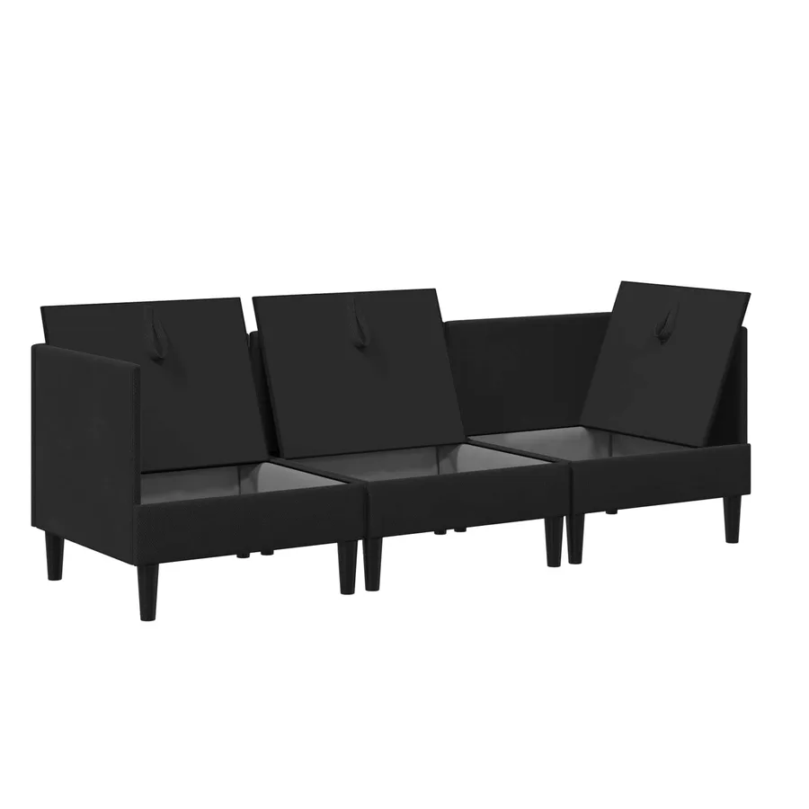 Ensemble de meubles pour le salon 3 pcs Noir Tissu - 4