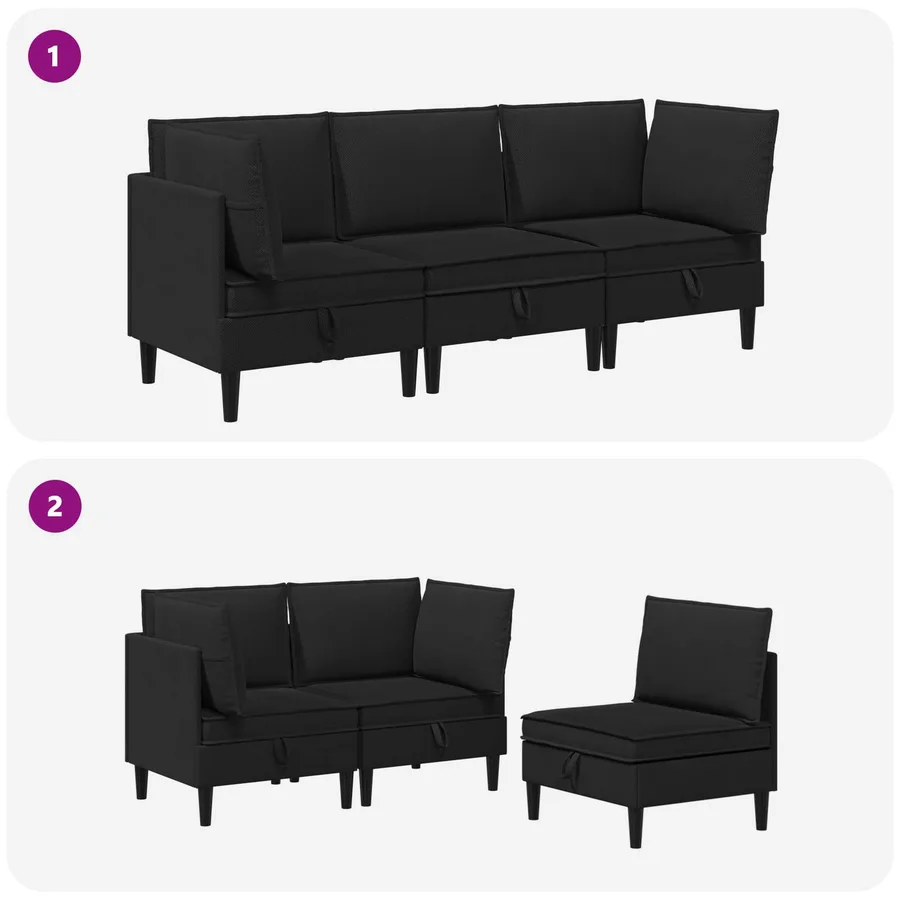 Ensemble de meubles pour le salon 3 pcs Noir Tissu - 8