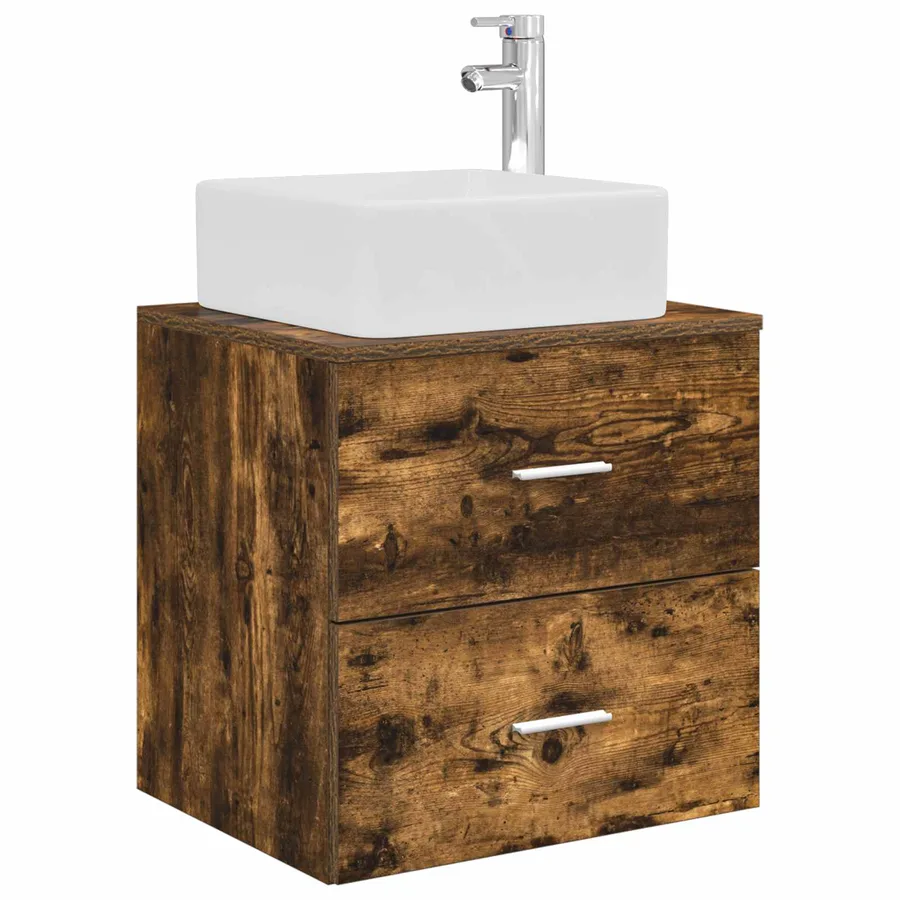 Vanité de lavabo mural Chêne fumé 49,5 x 41 x 63 cm - 2