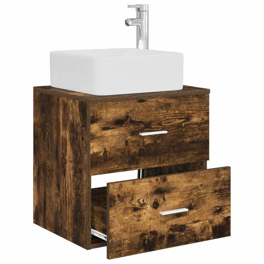 Vanité de lavabo mural Chêne fumé 49,5 x 41 x 63 cm - 3