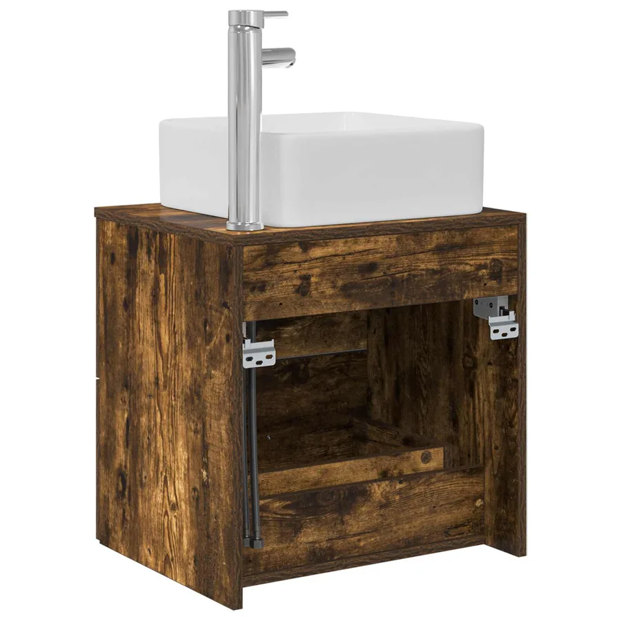 Vanité de lavabo mural Chêne fumé 49,5 x 41 x 63 cm - 5