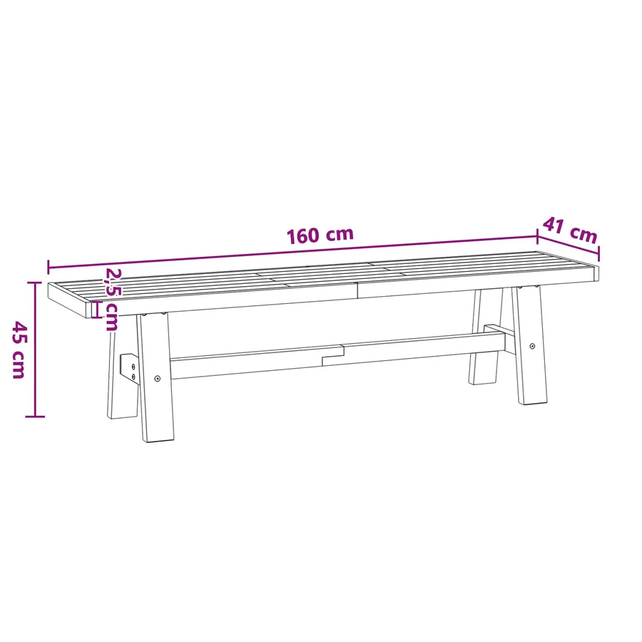 Banc de salle à manger NOAIN 160 x 41 x 45 cm Pin massif - 9