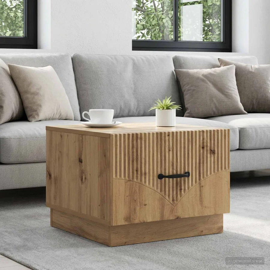Table basse Chêne artisanal 49 x 50 x 37 cm Bois d'ingénierie