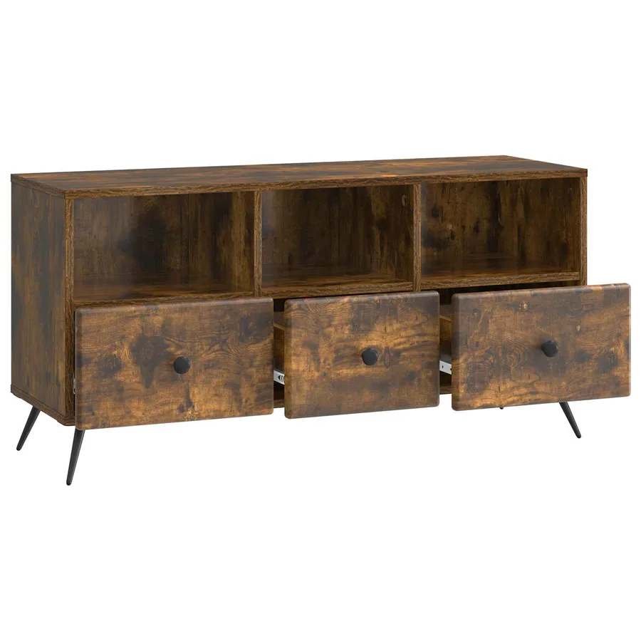 Meuble TV Chêne fumé 102 x 34,5 x 50 cm Bois d'ingénierie - 5