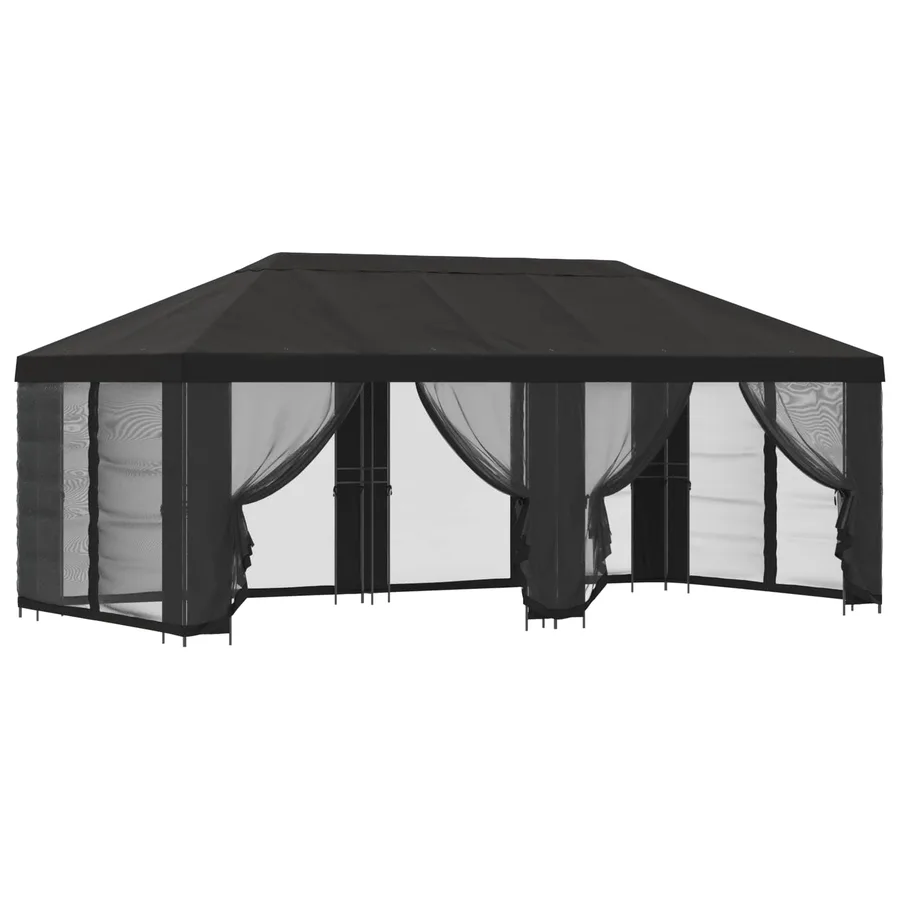 Gazebo avec murs latéraux 6 x 3 m Anthracite Polyester et Acier - 2