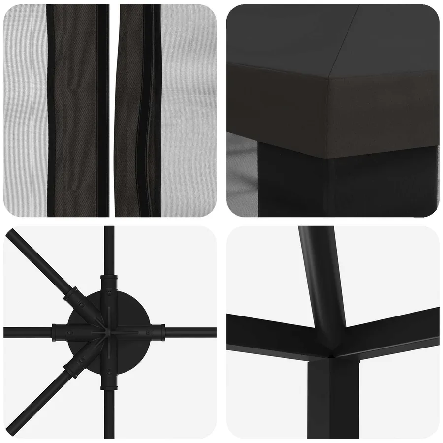 Gazebo avec murs latéraux 6 x 3 m Anthracite Polyester et Acier - 5