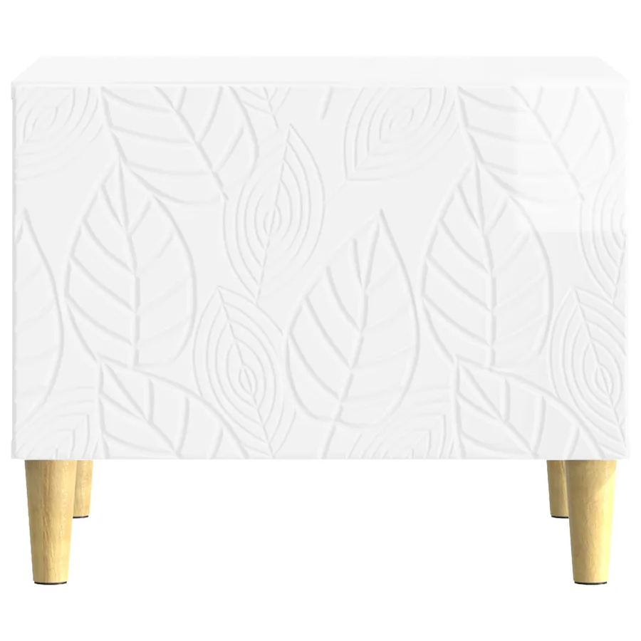 Table basse Blanc brillant 50 x 49 x 40 cm Bois d'ingénierie - 4