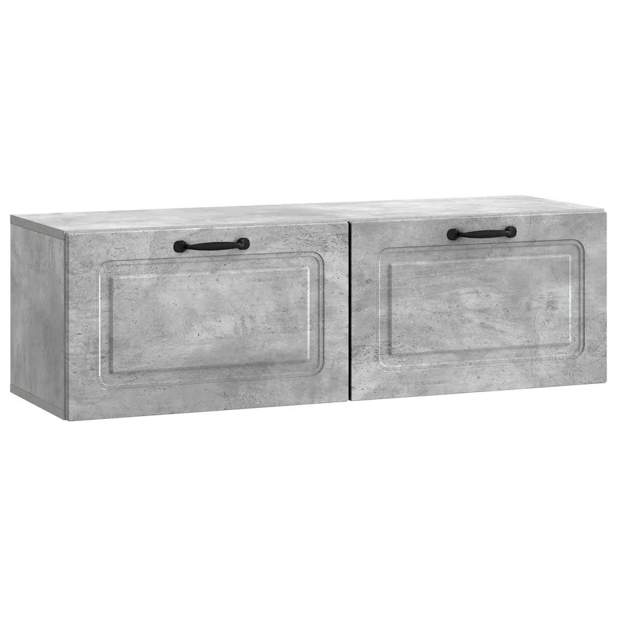 Meuble TV mural Gris béton 98 x 31 x 30 cm Bois d'ingénierie - 2
