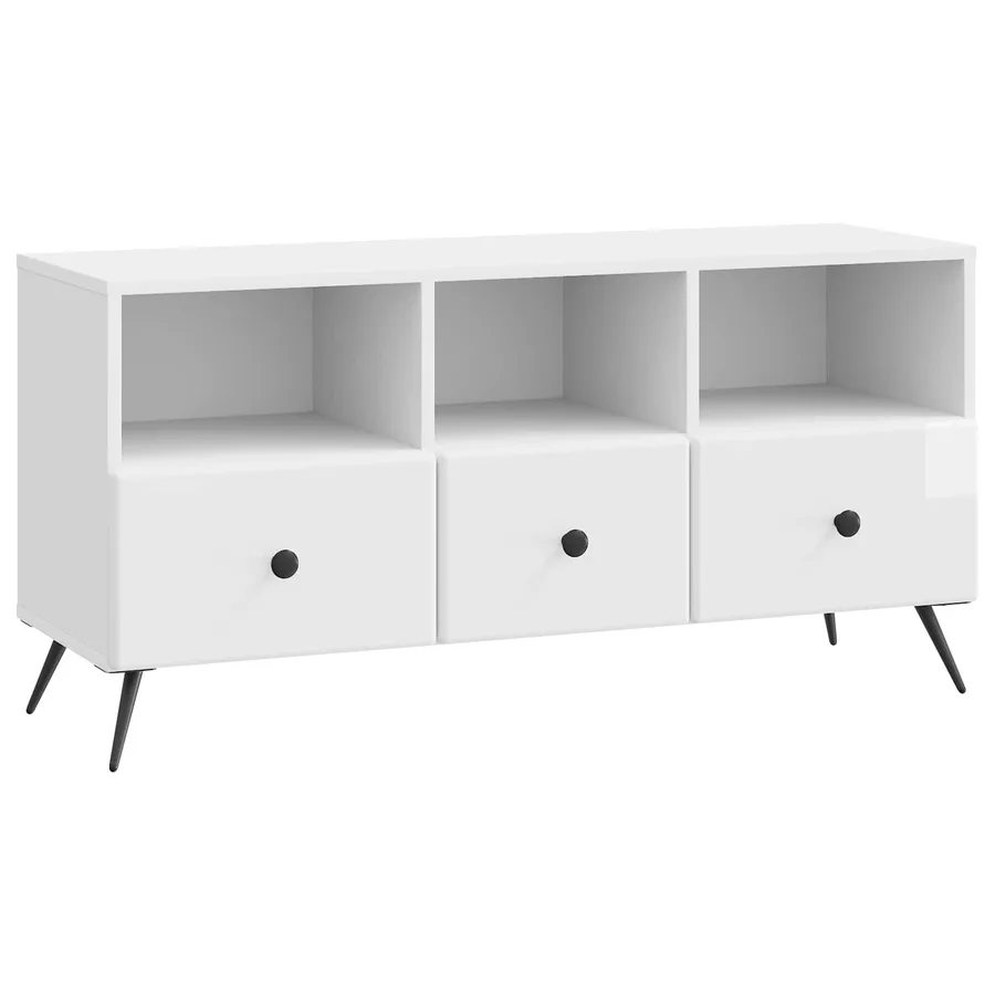 Meuble TV Blanc brillant 102 x 34,5 x 50 cm Bois d'ingénierie - 2
