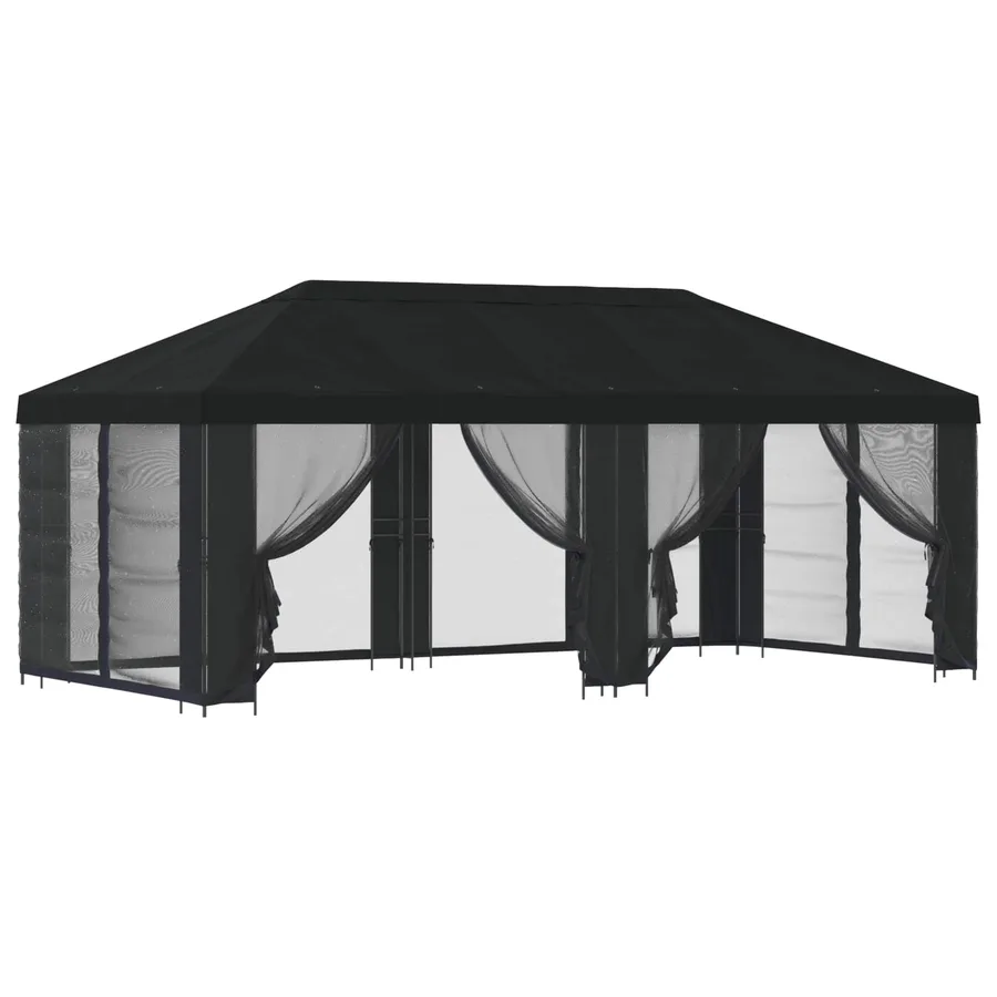Gazebo avec murs latéraux 6 x 3 m Noir Polyester et Acier 190 - 2