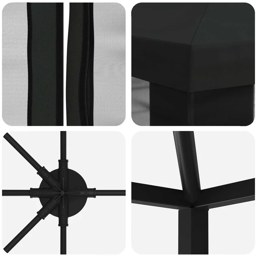 Gazebo avec murs latéraux 6 x 3 m Noir Polyester et Acier 190 - 5