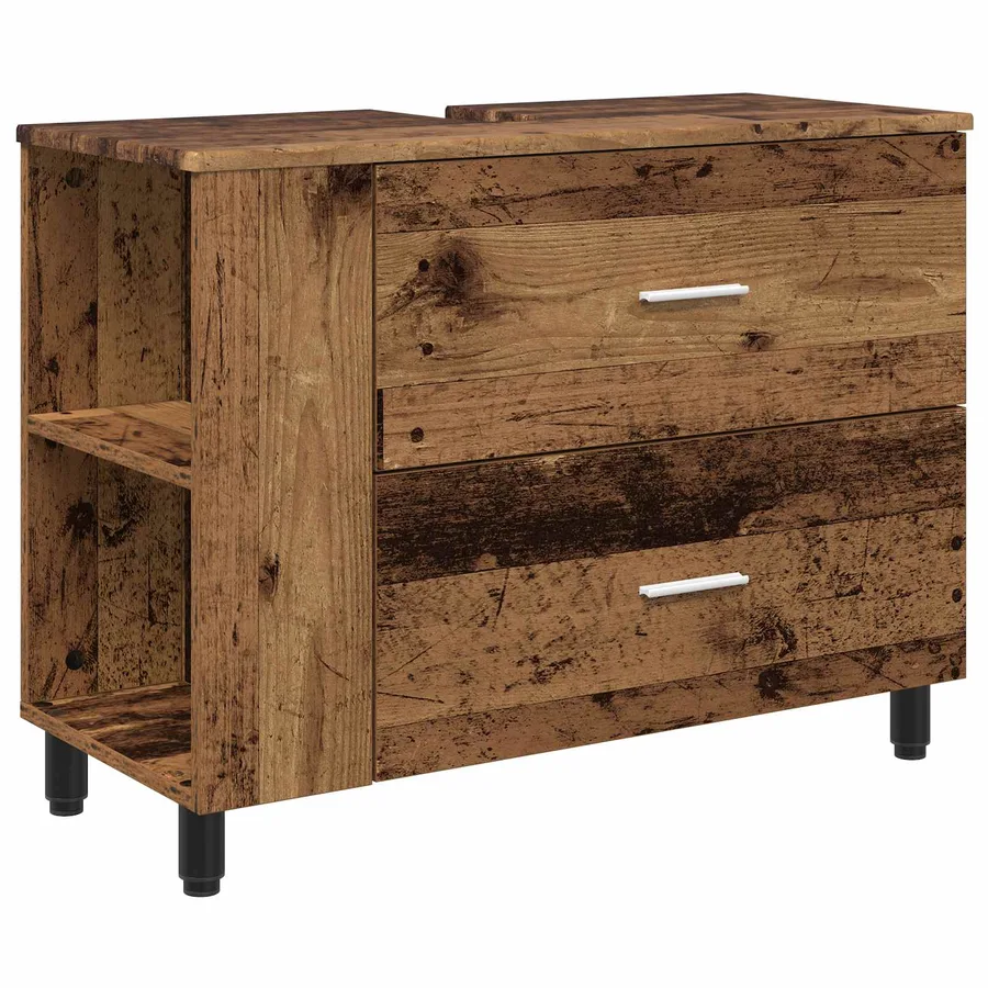 Unité de vanité de salle de bain Bois ancien 80 x 35 x 60 cm - 2