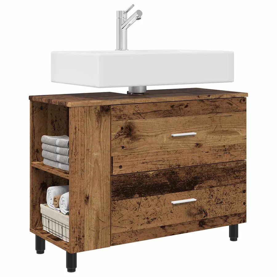 Unité de vanité de salle de bain Bois ancien 80 x 35 x 60 cm - 3