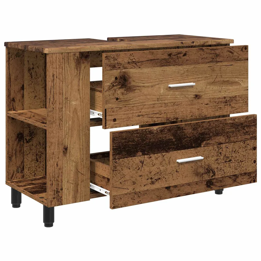 Unité de vanité de salle de bain Bois ancien 80 x 35 x 60 cm - 4