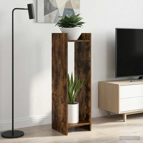 Support de Plante 2 pc Chêne Fumé 30 x 30 x 100 cm
