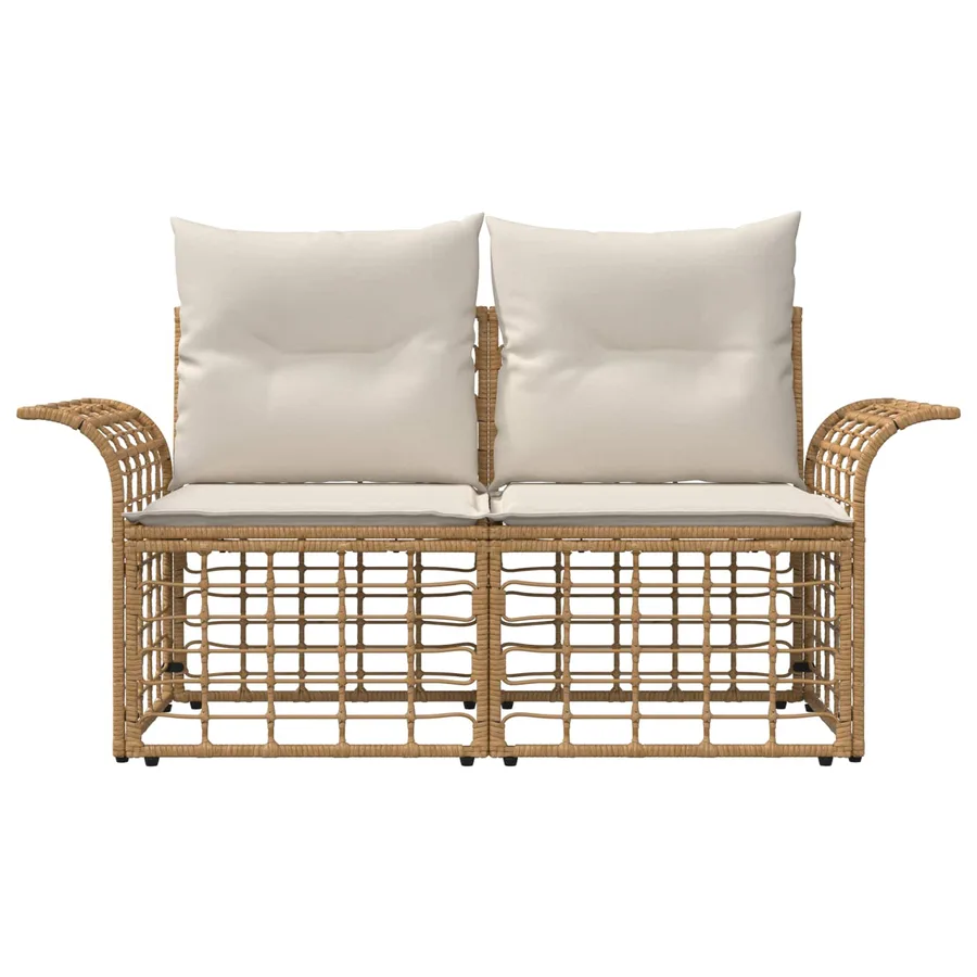 Loveseat d'extérieur 2 pcs Blanc Naturel et Crème polyrotin - 4
