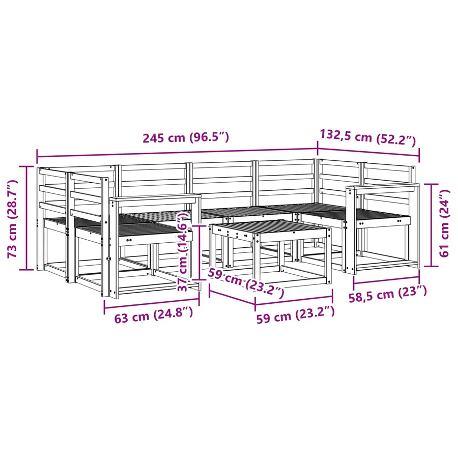 Ensemble de canapés d'extérieur 7 pcs Naturel - 8