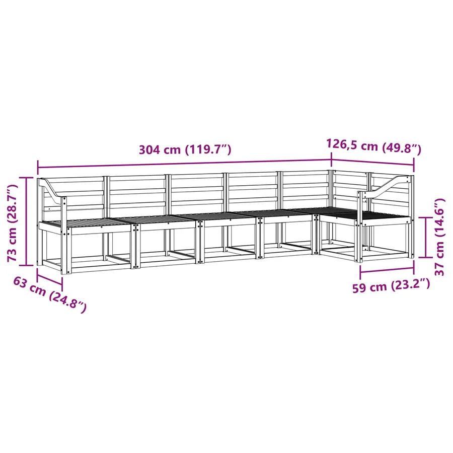 Ensemble de canapés d'extérieur 6 pcs Naturel - 8