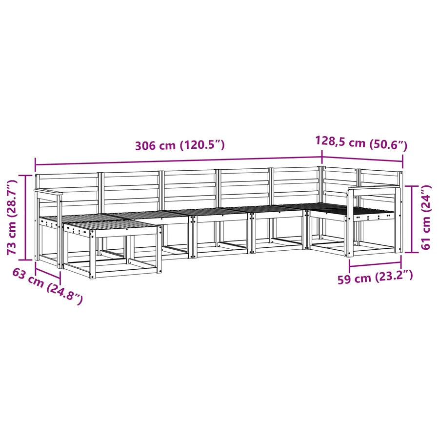 Ensemble de canapés d'extérieur 7 pcs Naturel - 10