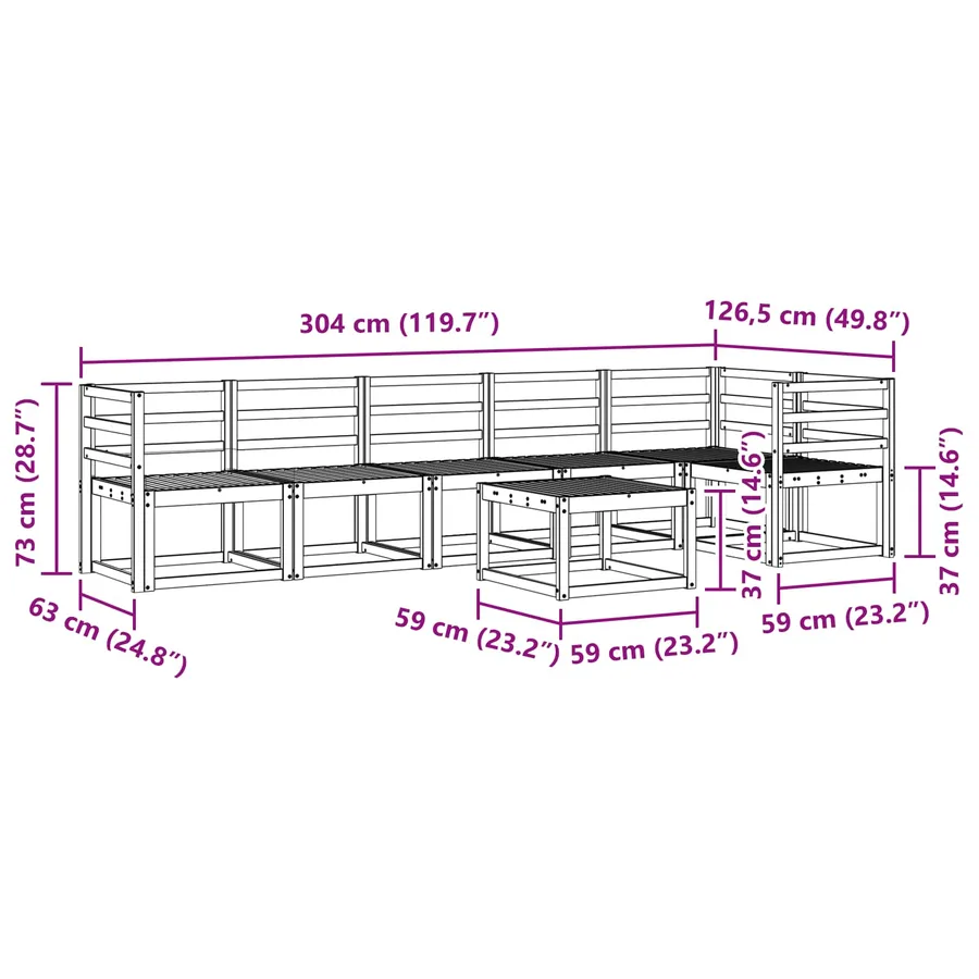 Ensemble de canapés d'extérieur 7 pcs Naturel - 11