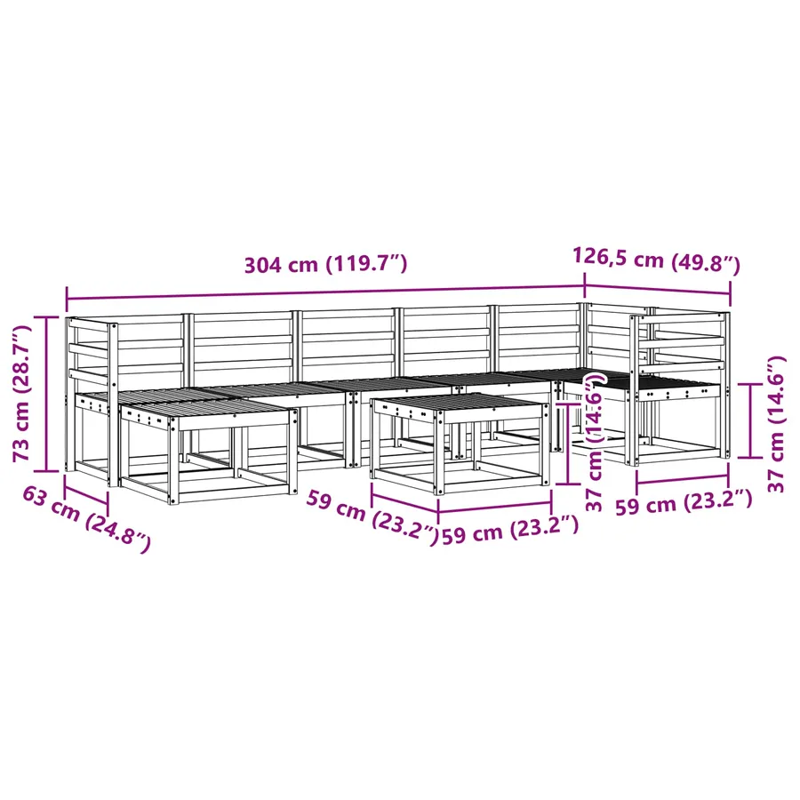 Ensemble de canapés d'extérieur 8 pcs Naturel - 12