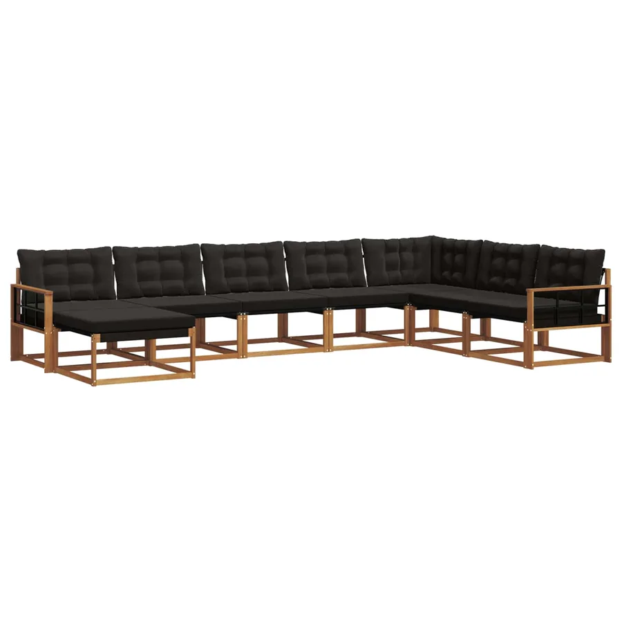 Ensemble de canapés d'extérieur 8 pcs Naturel et Noir - 2