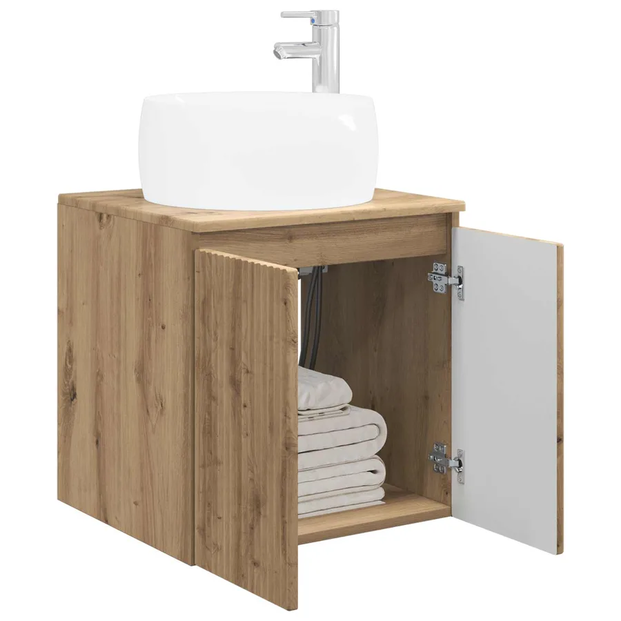 Vanité de lavabo mural Chêne artisanal 49,5 x 44,5 x 66 cm - 3