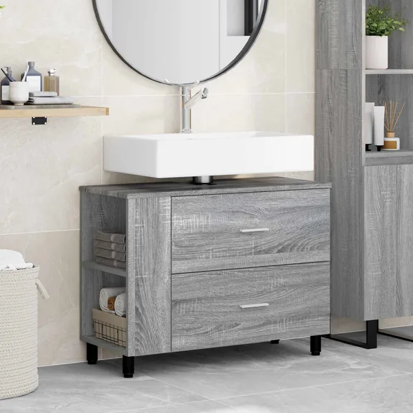 Unité de vanité de salle de bain Sonoma gris 80 x 35 x 60 cm