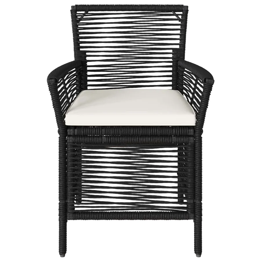 Chaise d'Extérieur avec coussin 4 pcs Noir et Crème polyrotin - 5