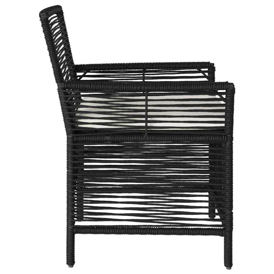 Chaise d'Extérieur avec coussin 4 pcs Noir et Crème polyrotin - 6