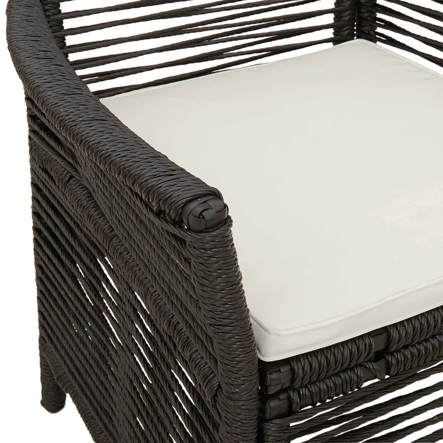 Chaise d'Extérieur avec coussin 4 pcs Noir et Crème polyrotin - 9