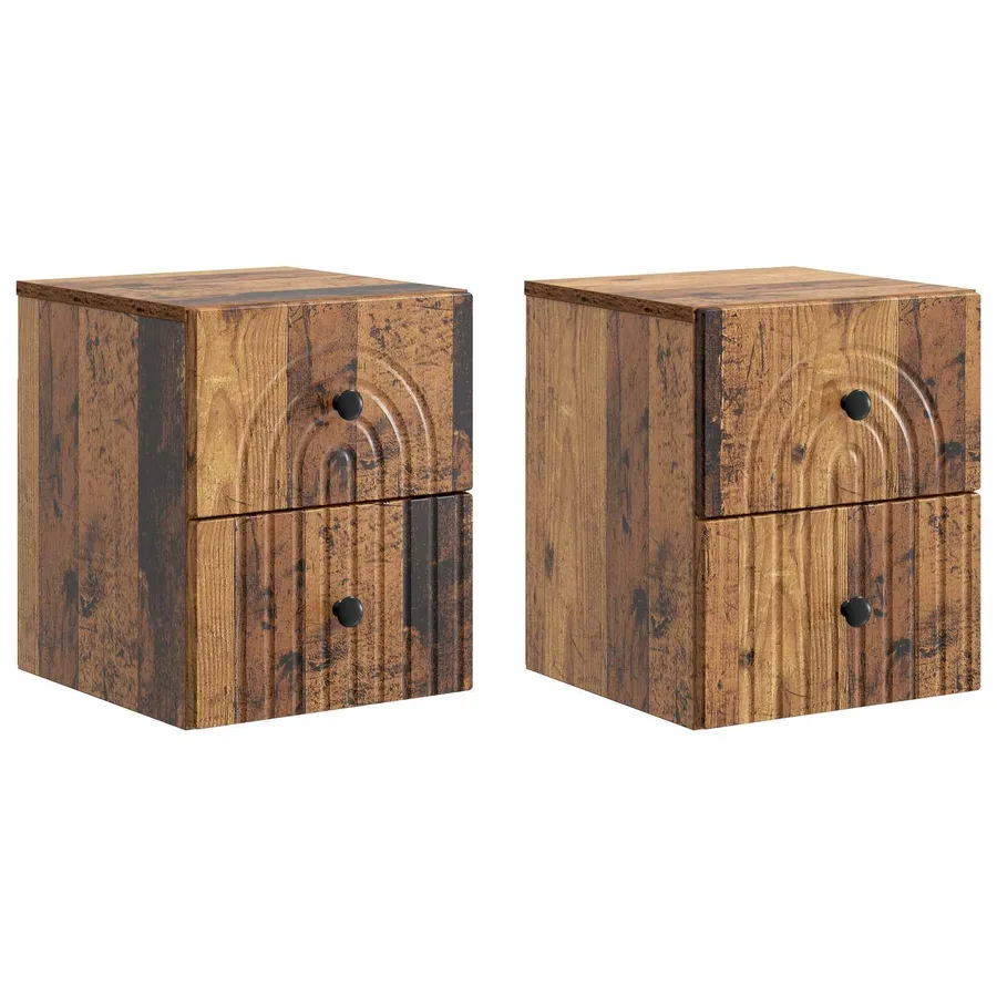 Cabinet de chevet mural 2 pcs Bois ancien 33 x 34,5 x 40 cm - 2