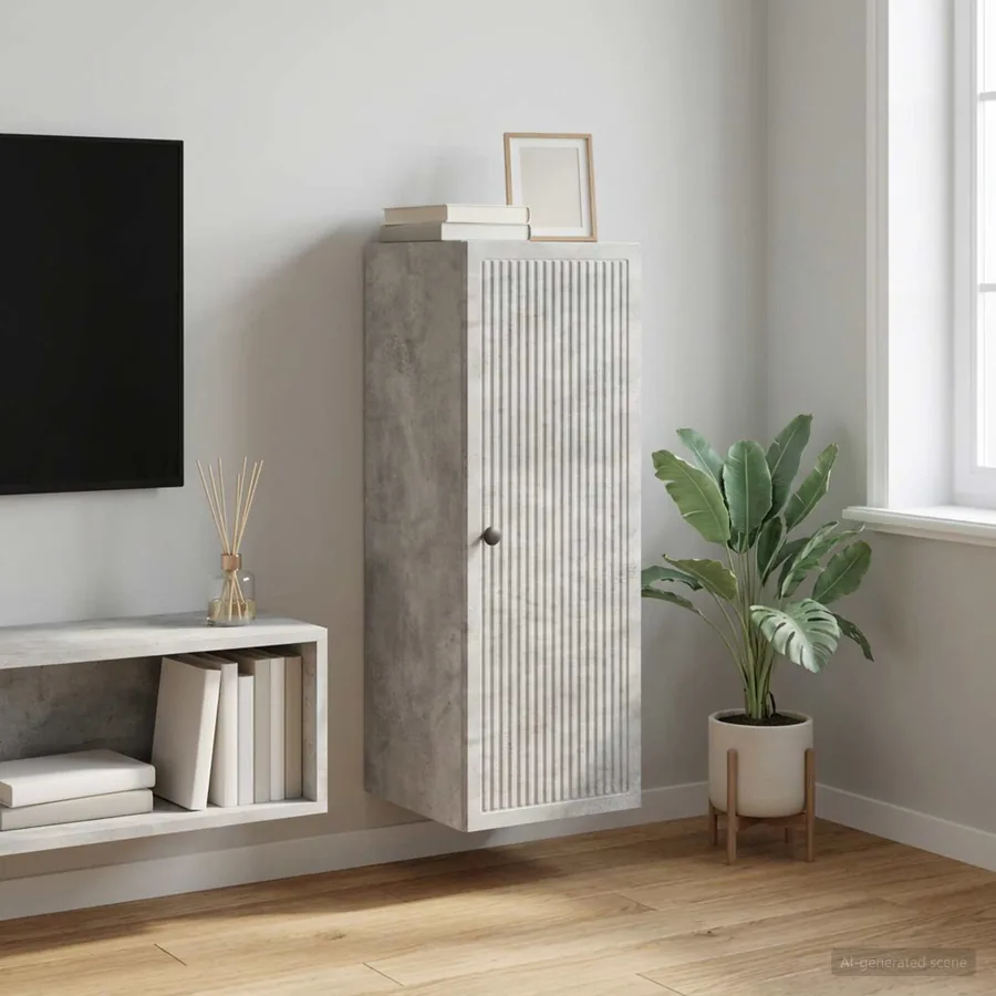 Armoire Murale Gris béton 33 x 34,5 x 90 cm Bois d'ingénierie