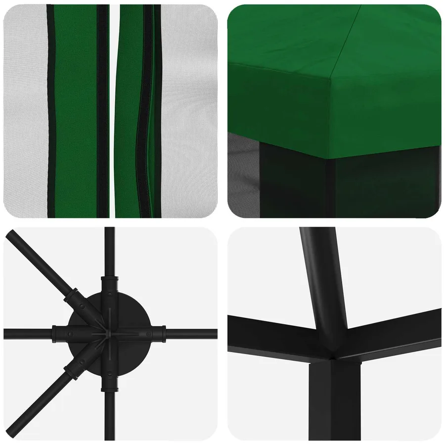 Gazebo avec murs latéraux 6 x 3 m Vert Polyester et Acier 190 - 5