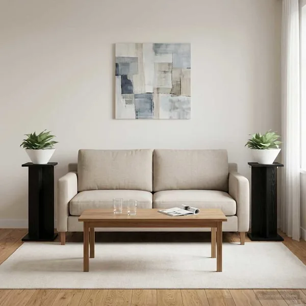 Support de Plante 2 pc Chêne Noir 25 x 25,5 x 60,5 cm