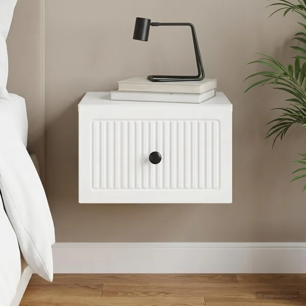 Cabinet de chevet mural avec tiroir Blanc 33 x 34,5 x 20 cm